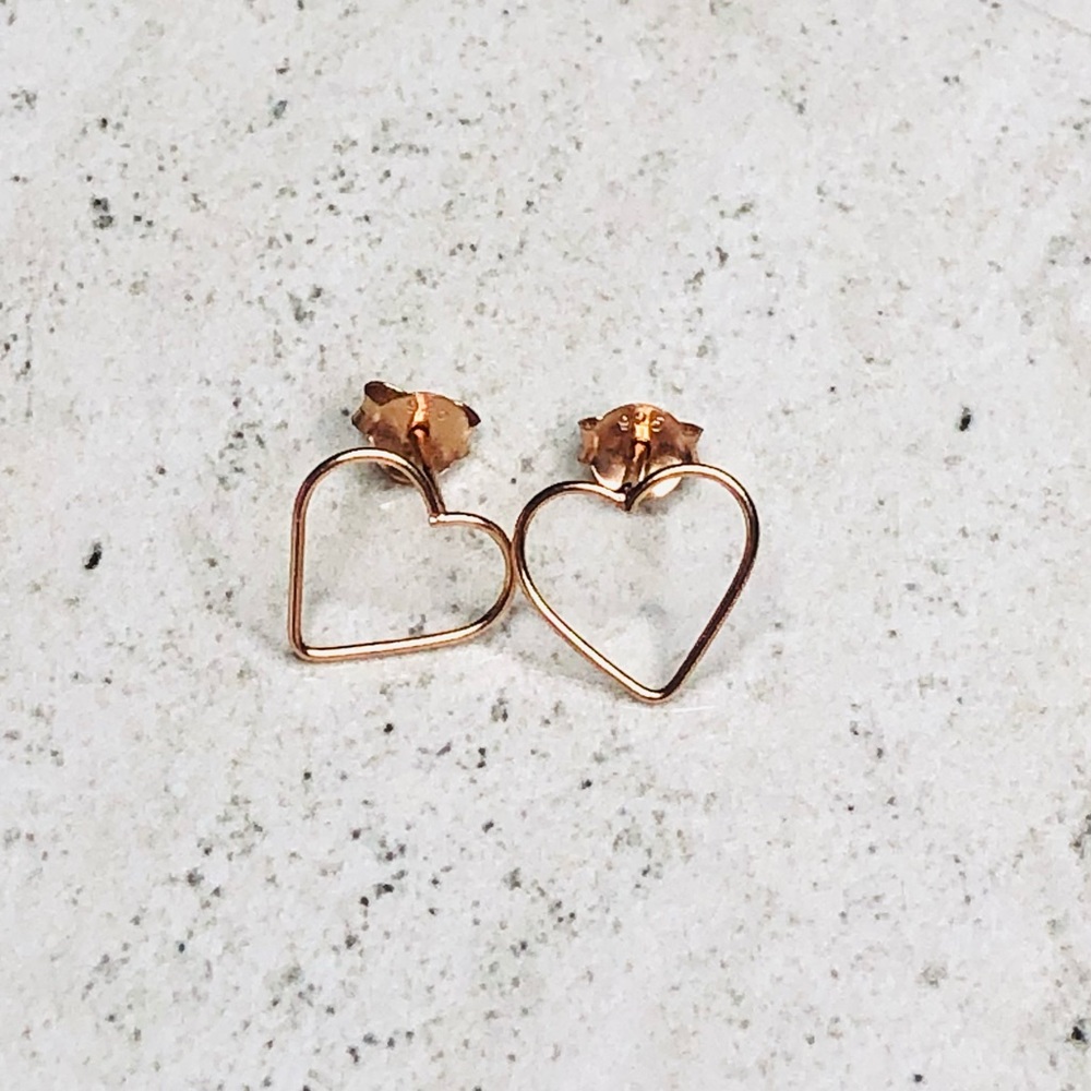 925 Sterling Silver Rose Gold Heart Stud Earrings